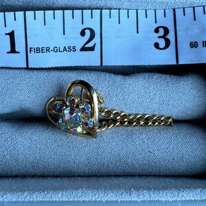 Gold Heart with Chain Brooch